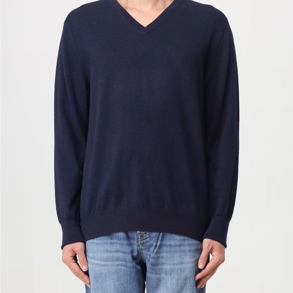 Ballantyne Men's Deep Blue V-Neck Sweater, size 46 or XL , 100% pure cashmere